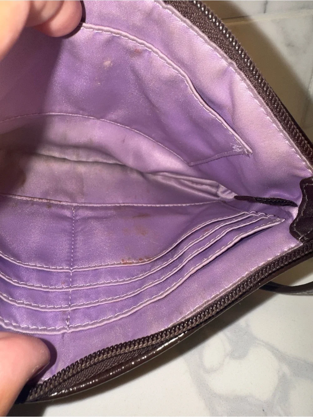 Coach Lilac Satin Interior Wristlet Organizer